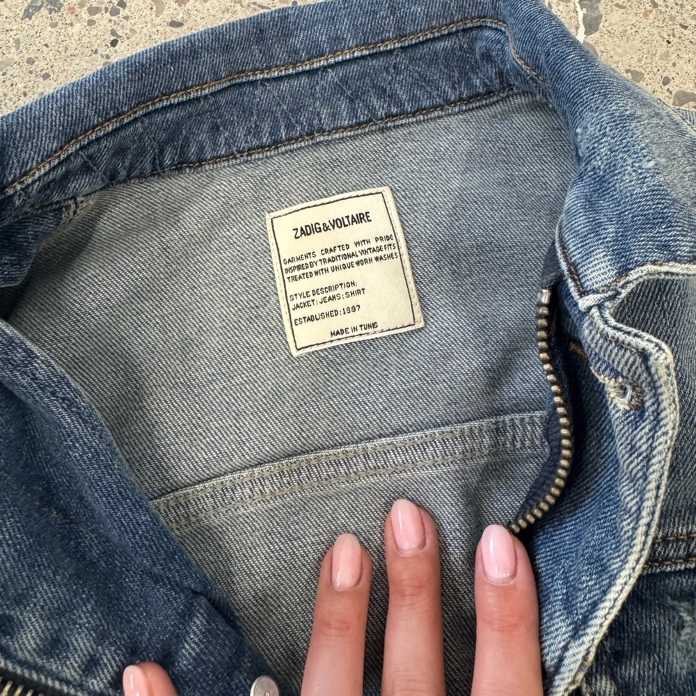 Zadig & Voltaire Kioky Denim Jean Jacket - Size XS - EUC - Medium Blue Wash - Picture 4 of 10